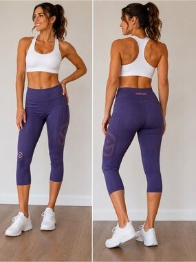 Virus Action Sport Performance Purple Compression Crop Leggings | Medium